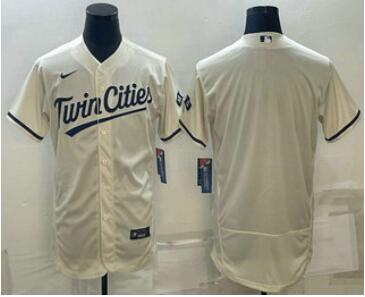 Men's Minnesota Twins Blank Cream 2022 City Connect Flex Base Stitched Jersey