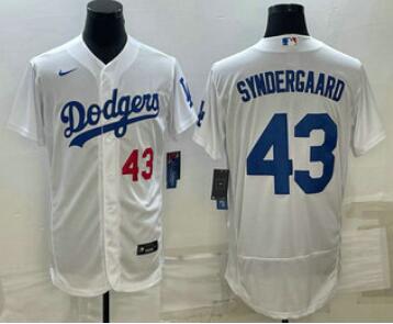 Men's Los Angeles Dodgers #43 Noah Syndergaard Number White Flex Base Stitched Baseball Jersey