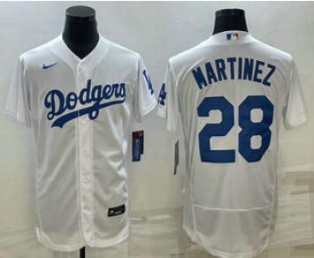 Men's Los Angeles Dodgers #28 JD Martinez White Flex Base Stitched Baseball Jersey