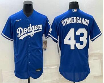 Men's Los Angeles Dodgers #43 Noah Syndergaard Blue Stitched MLB Flex Base Nike Jersey