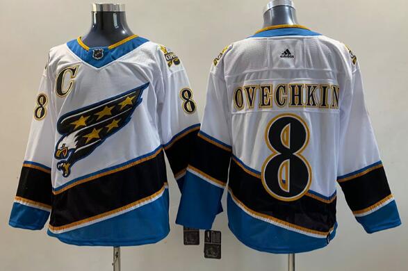 Men's Washington Capitals #8 Alex Ovechkin White 2021 Reverse Retro Authentic Jersey