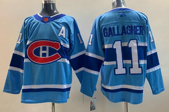 Men's Montreal Canadiens  Brendan Gallagher Light Blue Stitched Jersey