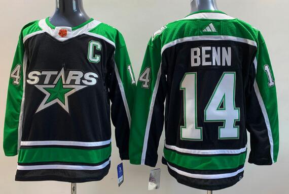 Men's Dallas Stars #14 Jamie Benn Black 2022-23 Reverse Retro Stitched Jersey