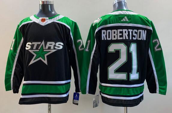 Men's Dallas Stars #21 Jason Robertson Black 2022-23 Reverse Retro Stitched Jersey