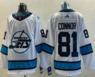 Men's Winnipeg Jets #81 Kyle Connor White 2022 Reverse Retro Stitched Jersey