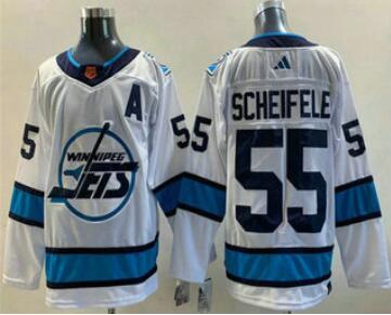 Men's Winnipeg Jets #55 Mark Scheifele White 2022 Reverse Retro Stitched Jersey