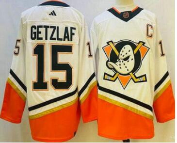 Men's Anaheim Ducks #15 Ryan Getzlaf White 2022 Reverse Retro Authentic Jersey