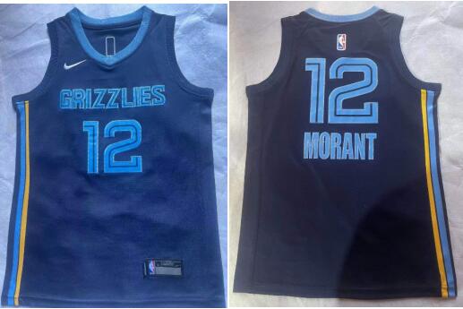 Youth Memphis Grizzlies #12 Ja Morant Navy  Stitched Jersey
