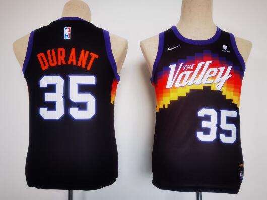 Kids Phoenix Suns #35 Kevin Durant Black 2022-23 Stitched Basketball Jersey