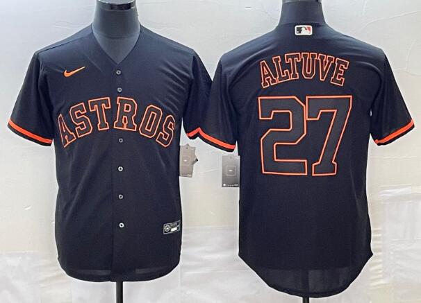 Men's Houston Astros #27 Jose Altuve black stitched jersey