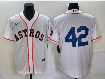 Men's Houston Astros #42 Jackie Robinson White Cool Base Stitched Baseball Jersey