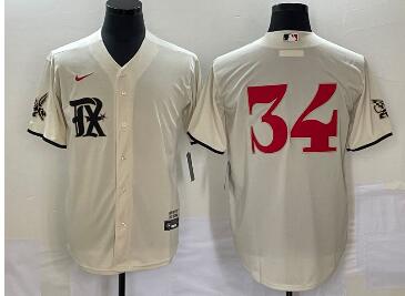 Men's Texas Rangers #34 Nolan Ryan Cream 2023 City Connect Cool Base Stitched Baseball Jersey