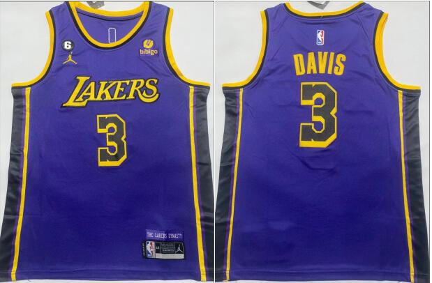 Men's Los Angeles Lakers #3 Anthony Davis Stitched Basketball Jersey