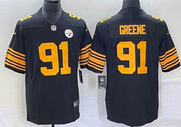 Men's Pittsburgh Steelers #91 Kevin Greene Black Color Rush Limited Stitched Jersey