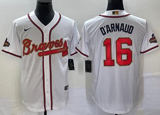 Men's Travis d'Arnaud 16 Atlanta Braves White 2022-23 Gold Program Jersey