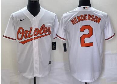 Men's Baltimore Orioles #2 Gunnar Henderson White Cool Base Stitched Jersey
