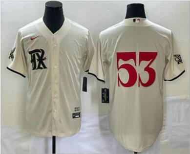Men's Texas Rangers #53 Adolis Garcia Cream 2023 City Connect Cool Base Stitched Jersey