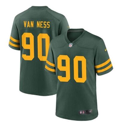 Men's Green Bay Packers #90 Lukas Van Ness Green Stitched Game Jersey