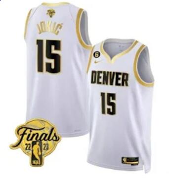 Denver Nuggets #15 Nikola Jokic White 2023 Finals Collection Stitched Jersey