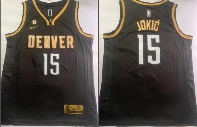 Men's Denver Nuggets #15 Nikola Jokic Black stitched jersey