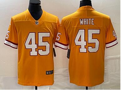 Men's Tampa Bay Buccaneers #45 Devin White Yellow Limited Stitched Throwback Jersey