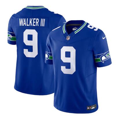 Men's Seattle Seahawks #9 Kenneth Walker III Royal 2023 F.U.S.E. Vapor Limited Throwback Stitched Jersey