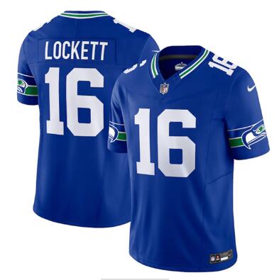 Men's Seattle Seahawks #16 Tyler Lockett Royal 2023 F.U.S.E. Vapor Limited Throwback Stitched Jersey