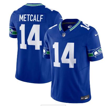 Men's Seattle Seahawks #14 D.K. Metcalf Royal 2023 F.U.S.E. Vapor Limited Throwback Stitched Jersey