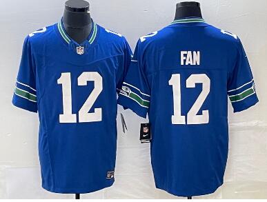 Men's Seattle Seahawks 12th Fan Royal 2023 F.U.S.E. Vapor Limited Throwback Stitched Jersey