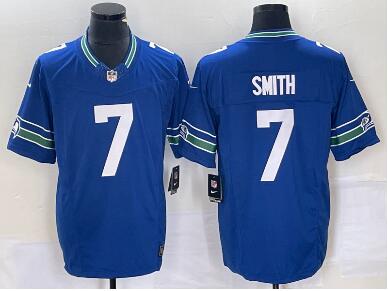 Men's Seattle Seahawks #7 Geno Smith Royal 2023 F.U.S.E. Vapor Limited Throwback Stitched Jersey