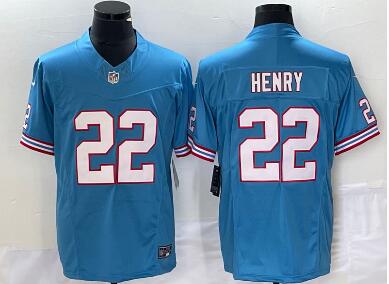 Men's Tennessee Titans #22 Derrick Henry Light Blue 2023 F.U.S.E. Vapor Limited Throwback Stitched Football Jersey