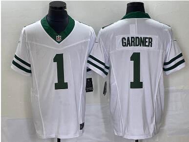 Men's New York Jets #1 Ahmad Sauce Gardner White 2023 F.U.S.E. Vapor Limited Throwback Stitched Football Jersey