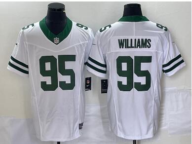 Men's New York Jets #95 Quinnen Williams White 2023 FUSE Vapor Limited Throwback Stitched Jersey