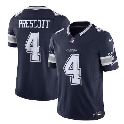 Men's Dallas Cowboys #4 Dak Prescott Navy 2023 F.U.S.E. Vapor Limited Stitched Football Jersey