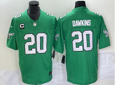 Men's Philadelphia Eagles #20 Brian Dawkins Green 2023 F.U.S.E. Vapor Untouchable With C Patch Stitched Football Jersey