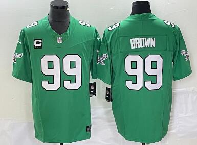 Men's Philadelphia Eagles #99 Jerome Brown Green 2023 F.U.S.E. Vapor Untouchable With C Patch Stitched Football Jersey