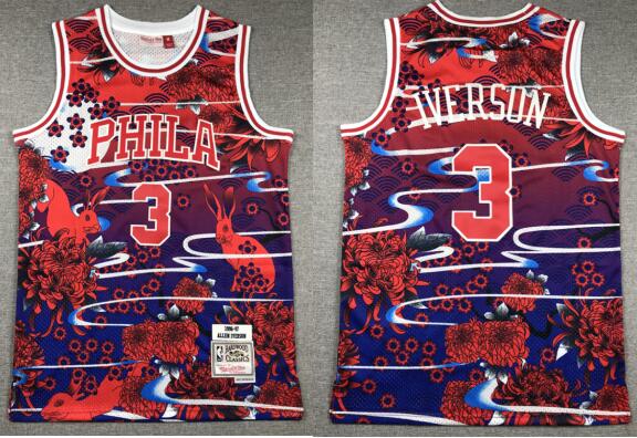 Men's  #3 Allen Iverson Navy Stitched Jersey