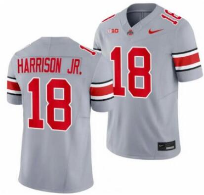 Men's Ohio State Buckeyes #18 Marvin Harrison Gray 2023 F.U.S.E. Limited Stitched Football Jersey