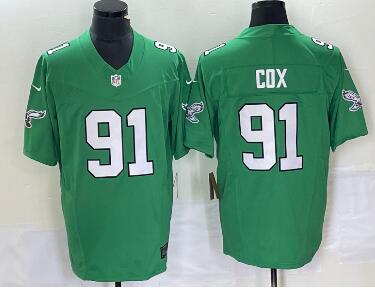 Men's Philadelphia Eagles #91 Fletcher Cox Green 2023 FUSE Vapor Limited Throwback Stitched Jersey