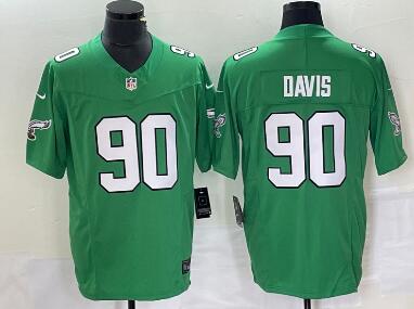 Men's Philadelphia Eagles #90 Jordan Davis Green 2023 FUSE Vapor Limited Throwback Stitched Jersey