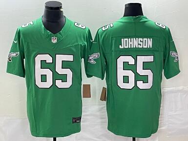 Men's Philadelphia Eagles #65 Lane Johnson Green 2023 FUSE Vapor Limited Throwback Stitched Jersey
