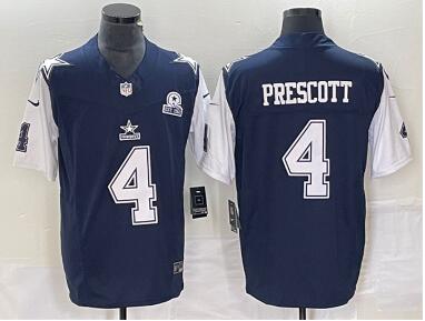 Men's Dallas Cowboys #4 Dak Prescott Navy 2023 F.U.S.E. With 1960 Patch Vapor Limited Stitched Football Jersey