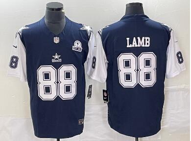 Men's Dallas Cowboys #88 CeeDee Lamb Navy Blue FUSE Vapor Thanksgiving 1960 Patch Limited Stitched Jersey