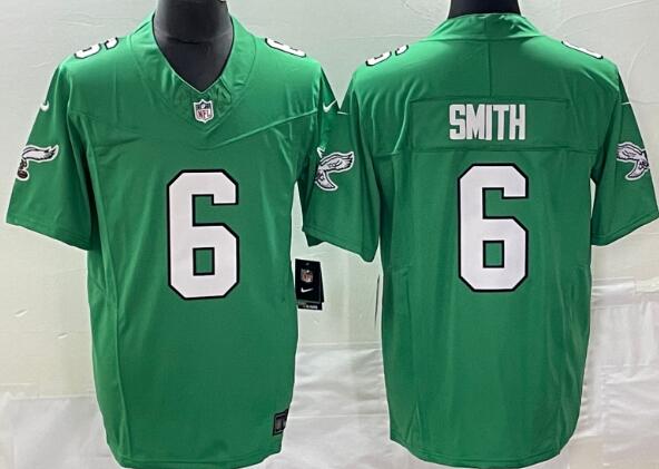 Men's Philadelphia Eagles #6 DeVonta Smith Kelly Green  Stitched Jersey