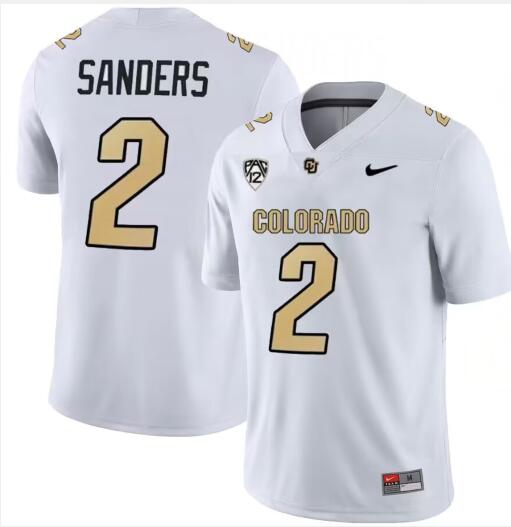 Buffaloes 2 Shedeur Sanders white 2023 Stitched Men Jersey