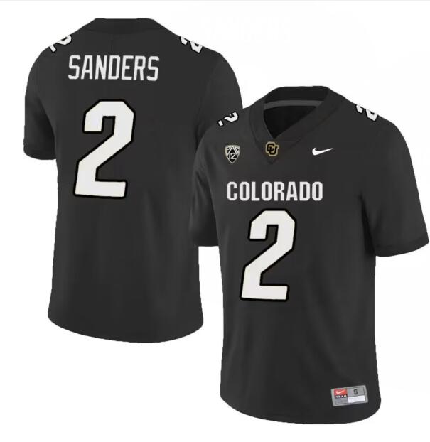 Buffaloes 2 Shedeur Sanders Black 2023 Stitched Men Jersey