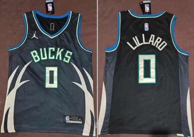 Men's Milwaukee Bucks Damian Lillard Stitched Jersey