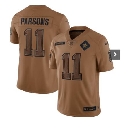 Men's Dallas Cowboys #11 Micah Parsons 2023 Brown Salute To Service Limited Football Stitched Jersey