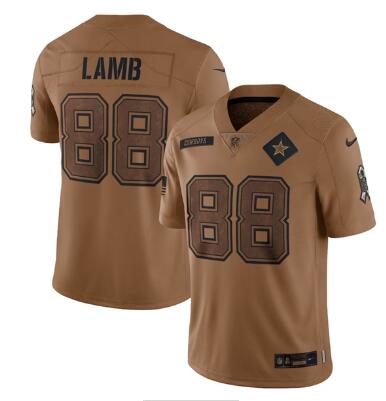 Men's Dallas Cowboys #88 CeeDee Lamb 2023 Brown Salute To Service Limited Football Stitched Jersey