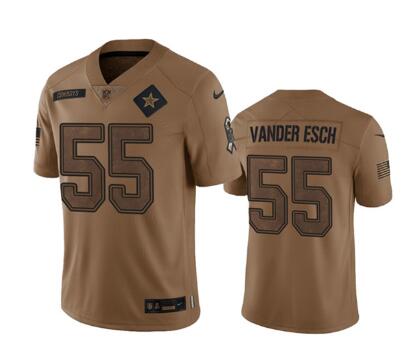 Men's Dallas Cowboys #55 Leighton Vander Esch 2023 Brown Salute To Service Limited Football Stitched Jersey